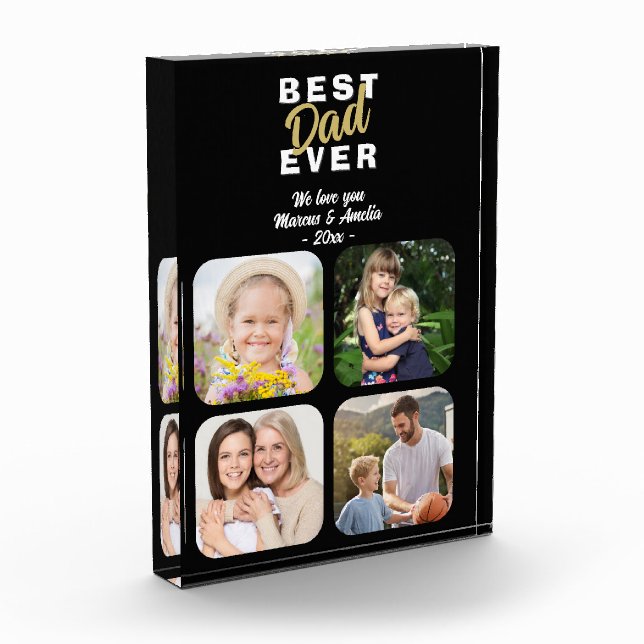 Best Dad Ever Father 4 Family  Photo Block (Left)