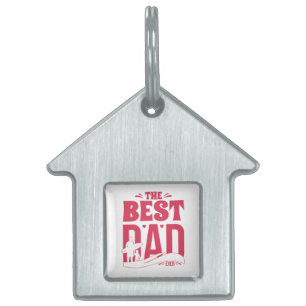 Best Dad Ever – Father & Child Surfing Silhouette Pet ID Tag