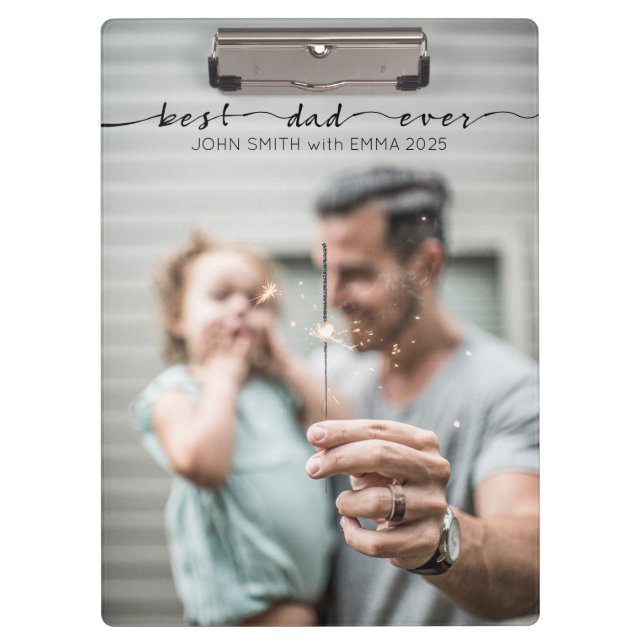Best Dad Ever Father Day Typography Photo Template Clipboard (Front)