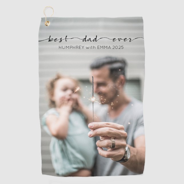 Best Dad Ever Father Day Typography Photo Template Golf Towel (Front)