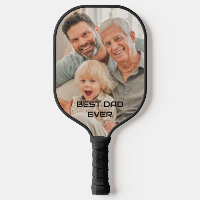 Best Dad Ever Father Family Photos Daddy Pickleball Paddle (Front)