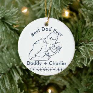 Best Dad Ever, Father holding new baby 1-Photo Ceramic Tree Decoration