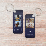 Best dad ever father personalised 5 photo collage key ring<br><div class="desc">Best dad ever we love you dad bold white typography on dark navy blue chalkboard Father's Day personalised double sided keychain with your 5 photos,  your text,  and your signature.</div>