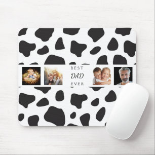 Best dad ever father photo collage cow black white mouse mat