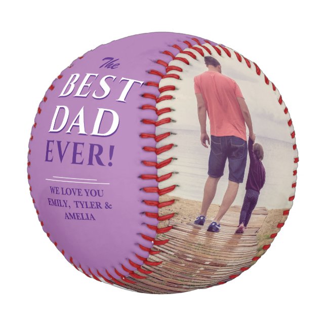 Best Dad Ever Father`s Day 2 Photo Collage Baseball (Angled)