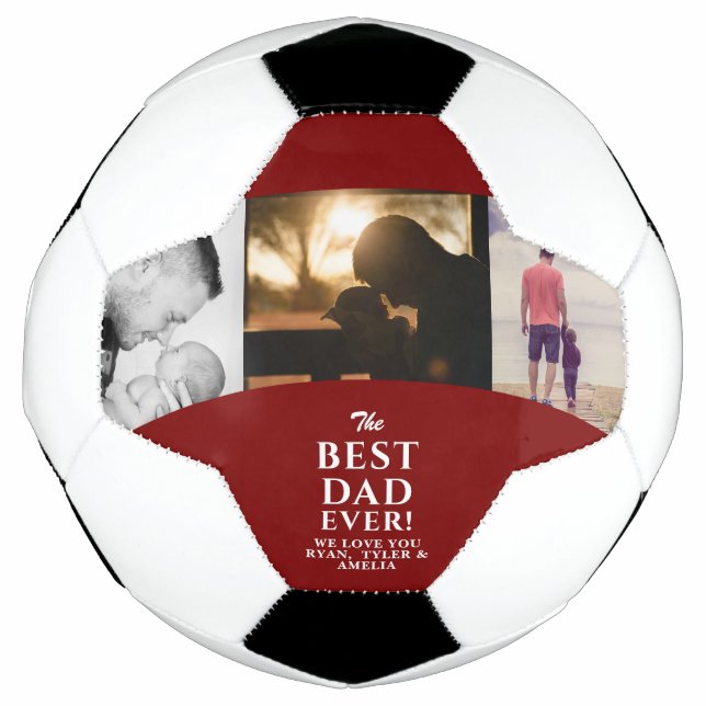 Best Dad Ever Father`s Day 3 Photo Collage Football (Front)