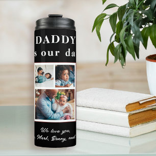 Best Dad Ever Father`s Day 5 photo collage Thermal Tumbler