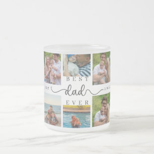 Best Dad Ever Father’s Day 8 Photo Collage Frosted Glass Coffee Mug
