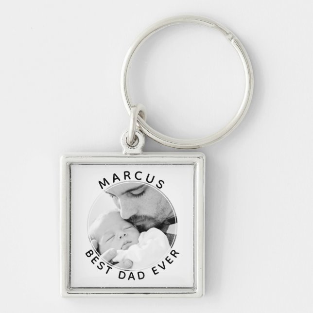 Best Dad Ever Father`s Day Black and White Photo  Key Ring (Front)