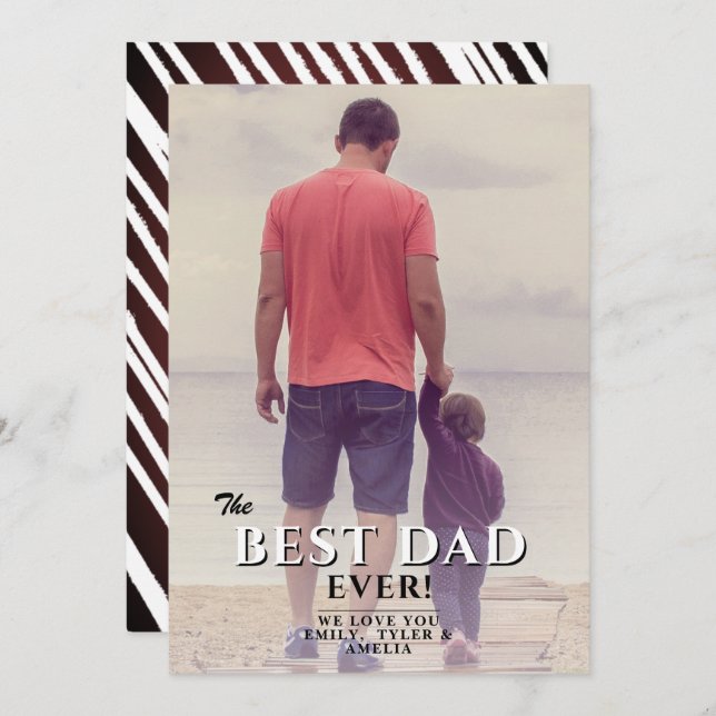 Best Dad Ever Father`s Day Family Photo Holiday Card (Front/Back)