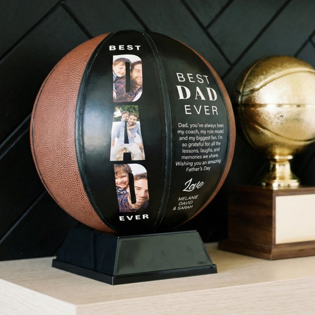 Best Dad Ever Father’s Day Photo Collage Gift Basketball (Best Dad Ever Father’s Day Photo Collage Gift Basketball)