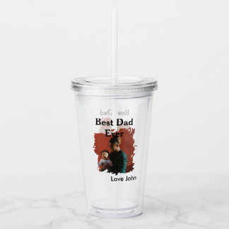Best dad ever father's dad gift photo name simple  acrylic tumbler