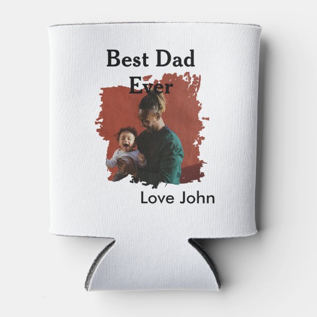 Best dad ever father's dad gift photo name simple  can cooler (Front)