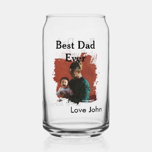 Best dad ever father's dad gift photo name simple can glass