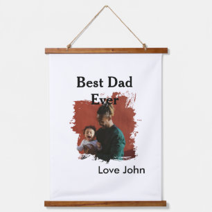 Best dad ever father's dad gift photo name simple hanging tapestry