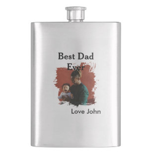 Best dad ever father's dad gift photo name simple hip flask