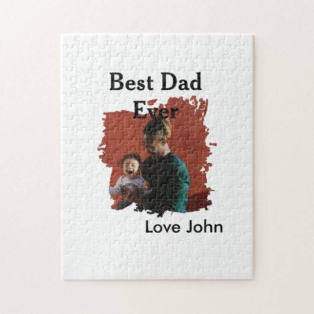 Best dad ever father's dad gift photo name simple  jigsaw puzzle (Vertical)