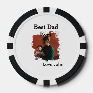 Best dad ever father's dad gift photo name simple poker chips