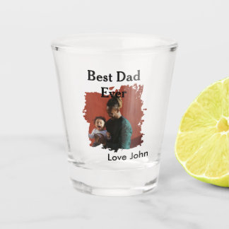 Best dad ever father's dad gift photo name simple  shot glass