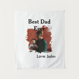 Best dad ever father's dad gift photo name simple  tapestry