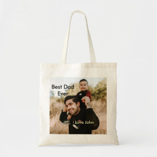 Best dad ever father's dad gift photo name simple tote bag