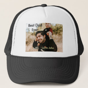 Best dad ever father's dad gift photo name simple  trucker hat