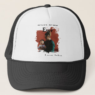 Best dad ever father's dad gift photo name simple trucker hat