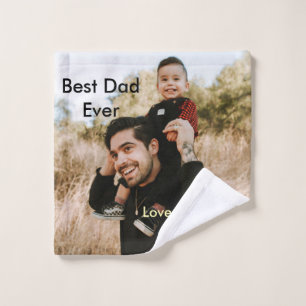 Best dad ever father's dad gift photo name simple wash cloth