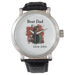 Best dad ever father's dad gift photo name simple watch