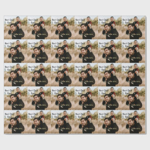 Best dad ever father's dad gift photo name simple wrapping paper