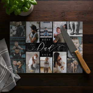 Best Dad Ever Father's Day 12 Photo Collage Cutting Board