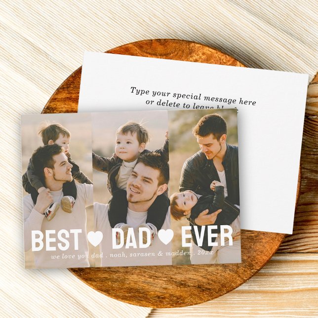 Best Dad Ever Father's Day 3 photo Collage Holiday Card (Creator Uploaded)
