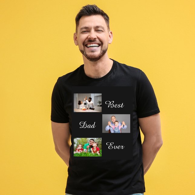 Best Dad Ever Father's Day 3 Photo Collage T-Shirt (Creator Uploaded)