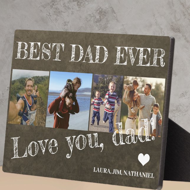 Best dad ever Father's Day 4 photo collage Plaque (Creator Uploaded)