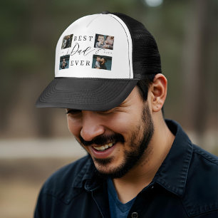 Best Dad Ever   Father's Day 4 Photo Collage Trucker Hat