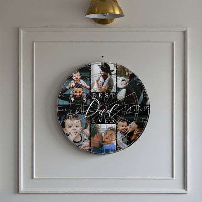 Best Dad Ever | Father's Day 6 Photo Collage Dartboard (Best Dad Ever | Father's Day 6 Photo Collage Dart Board)