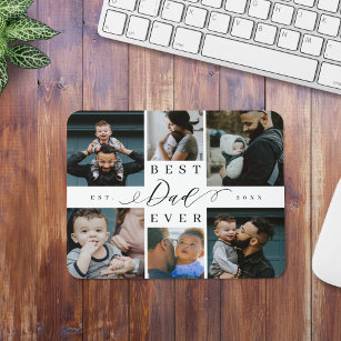 Best Dad Ever   Father's Day 6 Photo Collage Mouse Mat