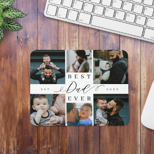 Best Dad Ever   Father's Day 6 Photo Collage Mouse Mat