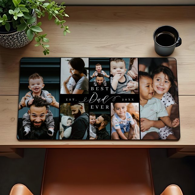 Best Dad Ever | Father's Day 8 Photo Collage Desk Mat (Best Dad Ever | Father's Day 8 Photo Collage Desk Mat)