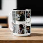 Best Dad Ever | Father's Day 8 Photo Collage Two-Tone Coffee Mug<br><div class="desc">Send a beautiful personalised father's day gift to your dad that he'll cherish. Special personalised father's day family photo collage to display your special family photos and memories. Our design features a simple 6 photo collage grid design with "Best Dad Ever" designed in a beautiful handwritten black script style &...</div>