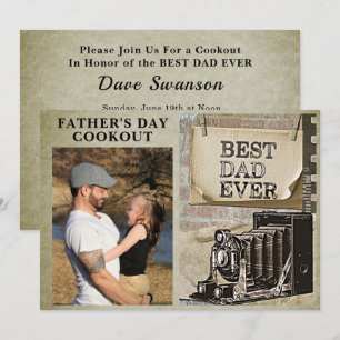 Best Dad Ever Fathers Day Add Photo Rustic Cookout Invitation