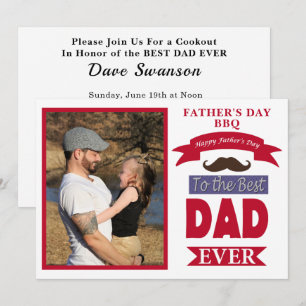 Best Dad Ever Fathers Day BBQ Photo Frame Moustach Invitation