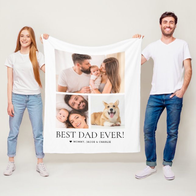 Best Dad Ever Father's Day Collage Custom Photos  Fleece Blanket (In Situ)