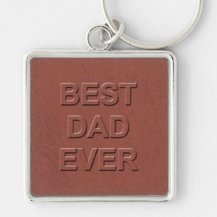 Best Dad Ever Fathers Day Faux Brown Leather Gift Key Ring