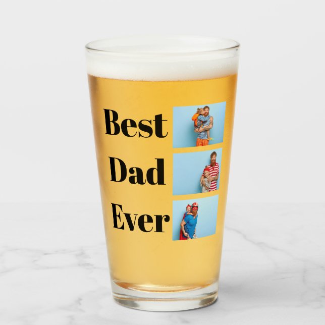 Best Dad ever Father's Day Gift Photo collage Glass (Front Filled)