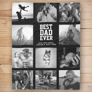 BEST DAD EVER Father's Day Instagram Photo Collage Fleece Blanket