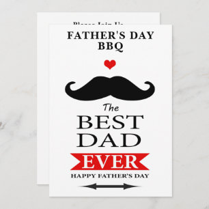Best Dad Ever Fathers Day Moustache Luncheon BBQ Invitation