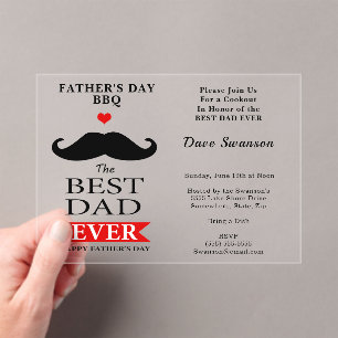 Best Dad Ever Fathers Day Mustache Luncheon BBQ Acrylic Invitations