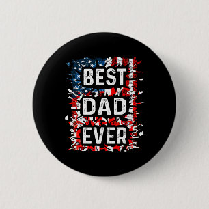 Best Dad Ever Fathers Day Papa Us American Flag 6 Cm Round Badge