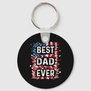 Best Dad Ever Fathers Day Papa Us American Flag Key Ring